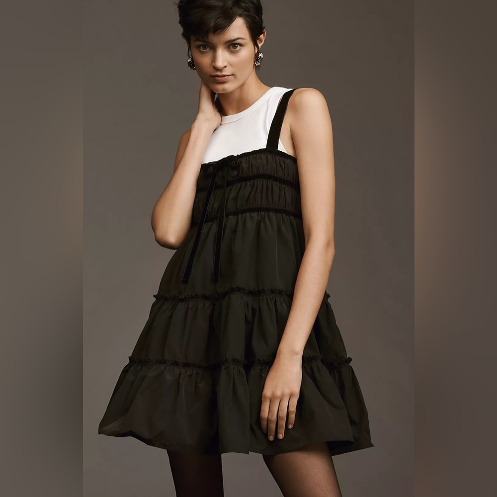 NWT Hunter Bell Sleeveless Square-Neck Tiered Mini Dress